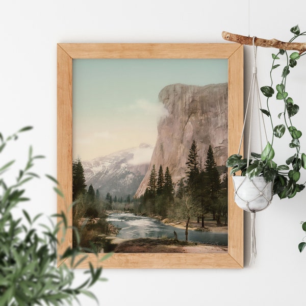 El Capitan Yosemite Valley by Detroit Photographic Co 1897-1924 Famous Old Film Camera Mountain Photography Vintage Aesthetic Fine Art Print