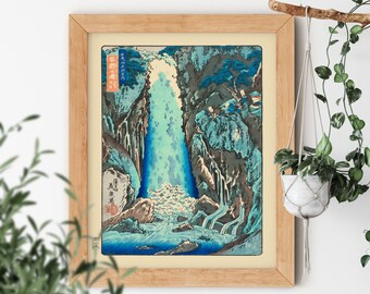 The Kegon Waterfall by Keisai Eisen 1790-1848 Famous Scenic Traditional Japanese Ukiyo-e Soft Spring Landscape Peaceful Blue Water Artwork