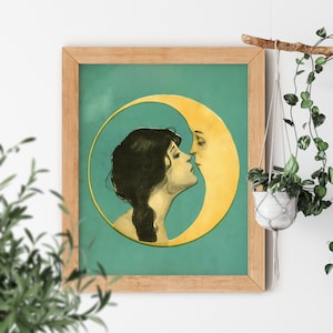 Dear Old Dixie Moon by Sam Fox Pub. Co. 1920 Famous Fantasy Woman Kissing the Face of the Moon Painting