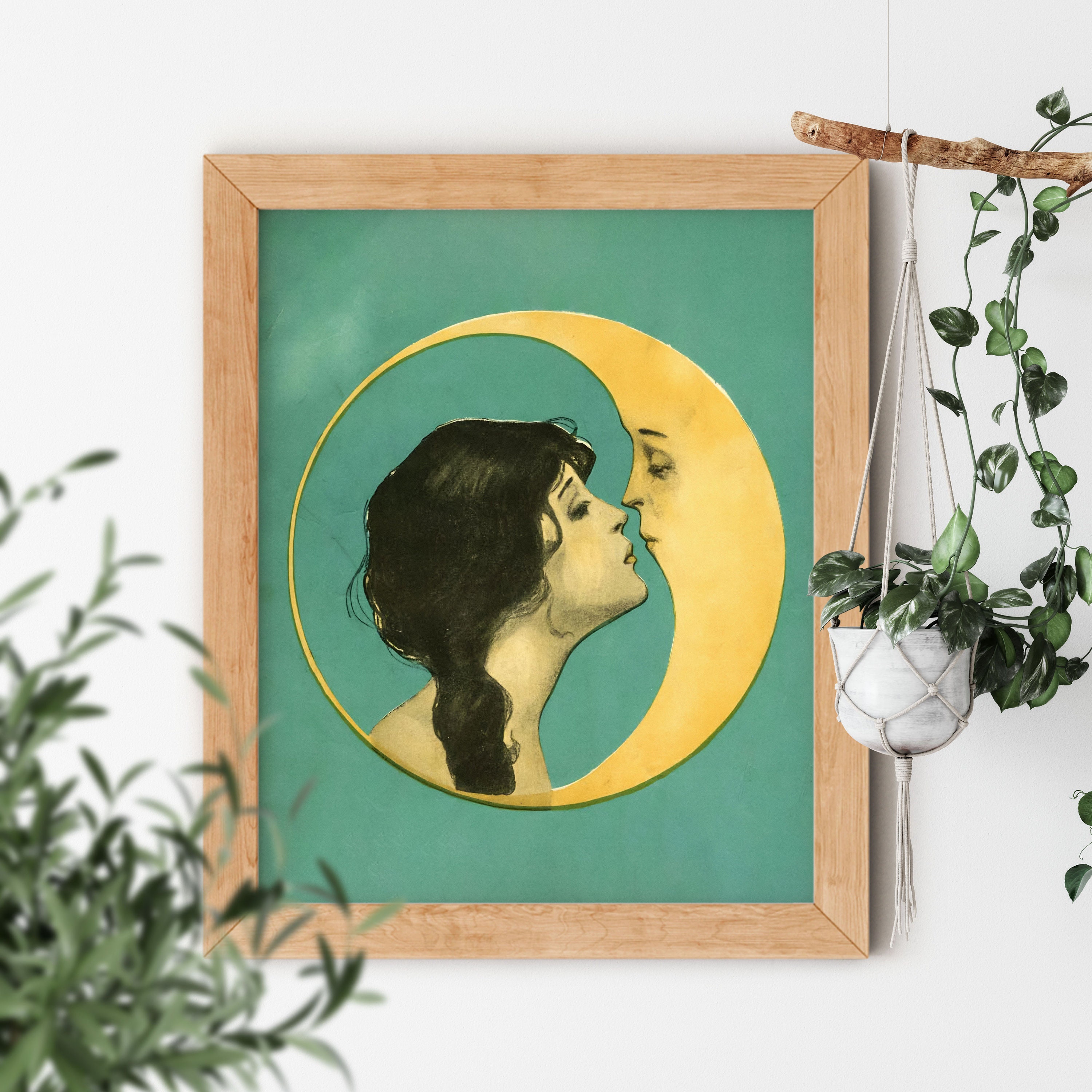 Dear Old Dixie Moon by Sam Fox Pub. Co. 1920 Famous Fantasy Woman Kissing the Face of the Moon Painting