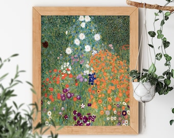 Cottage Garden by Gustav Klimt 1905-07  Colorful Botanical Wildflower Floral Flowers Nature Poppy Painting - Vintage Art