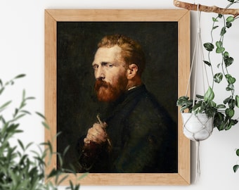 Portrait of Vincent van Gogh by John Russell 1886 Famous Dark Academia Moody Abstract Brush Stroke Detailed Vintage Aesthetic Fine Art Print