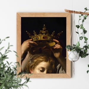 The Crown by Bartolomeo Cavarozzic 1620 Dark Academia Renaissance Painting of Queen Being Crowned Aesthetic Art