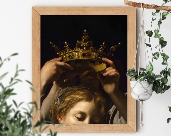 The Crown by Bartolomeo Cavarozzic 1620 Dark Academia Renaissance Painting of Queen Being Crowned Aesthetic Art