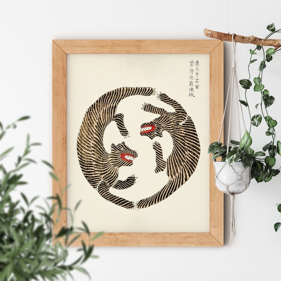 Japanese Tigers by Taguchi Tomoki 1860-1869 Famous Yin-yang