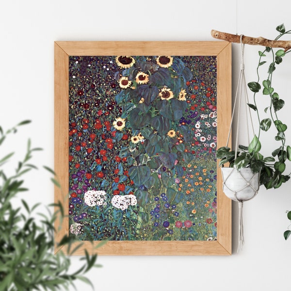 Country Garden Sunflowers by Gustav Klimt 1905 Vintage Illustration Famous Gallery Artwork Pattern Small or Big Size Rare Art History Design