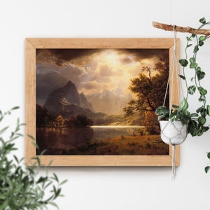 Estes Park Colorado by Albert Bierstadt 1869 High Quality Famous Rocky Mountain National Park Landscape Mountain Forest Sunset Antique Art