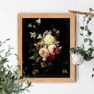 Jarrón floral oscuro de Jan Philip van Thielen 1618-1667 Naturaleza muerta Flores Hermoso ramo de peonías Estético - Arte vintage