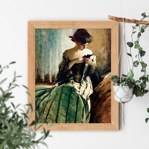 Study in Black and Green by John White Alexander 1906 Famous Victorian Era Dress Vintage Aesthetic Fine Art - Vintage Art