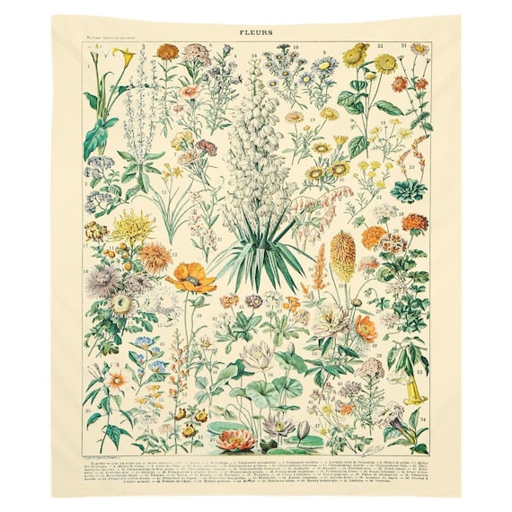 Wildflower Fleurs Meadow Aesthetic Tapestry Natural Biology | Etsy