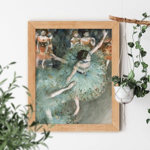 Swaying Dancer in Green by Edgar Degas 1877-79 Famous Light Soft Sage Ballerina Tutu Dancing Victorian Era Vintage Aesthetic Fine Art Print