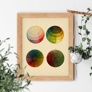 Color Sphere Vintage Illustration Drawn by Phillip Otto 1810 Best Quality Famous Gallery Reproduction Artwork Colorful 3D Circle Watercolor