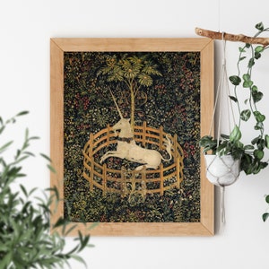 The Unicorn Rests in a Garden a French Tapestry 1495–1505 Fantasy Scene Mythical Creature Vintage Aesthetic Art