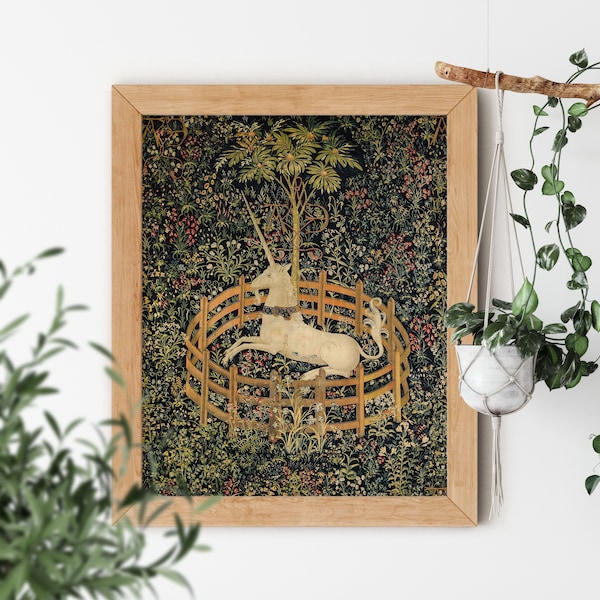 The Unicorn Rests in a Garden a French Tapestry 1495–1505 Fantasy Scene Mythical Creature Vintage Aesthetic Art