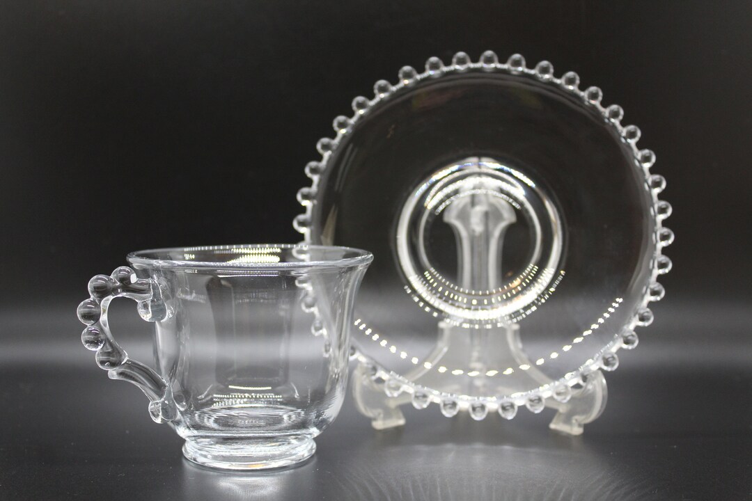 Imperial Glass Clear Candlewick Cup And Saucer Sold By The Pair