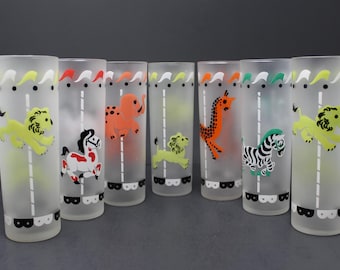 Libbey Merry-Go-Round Cooler Glasses, Various Animals, Each Sold Separately