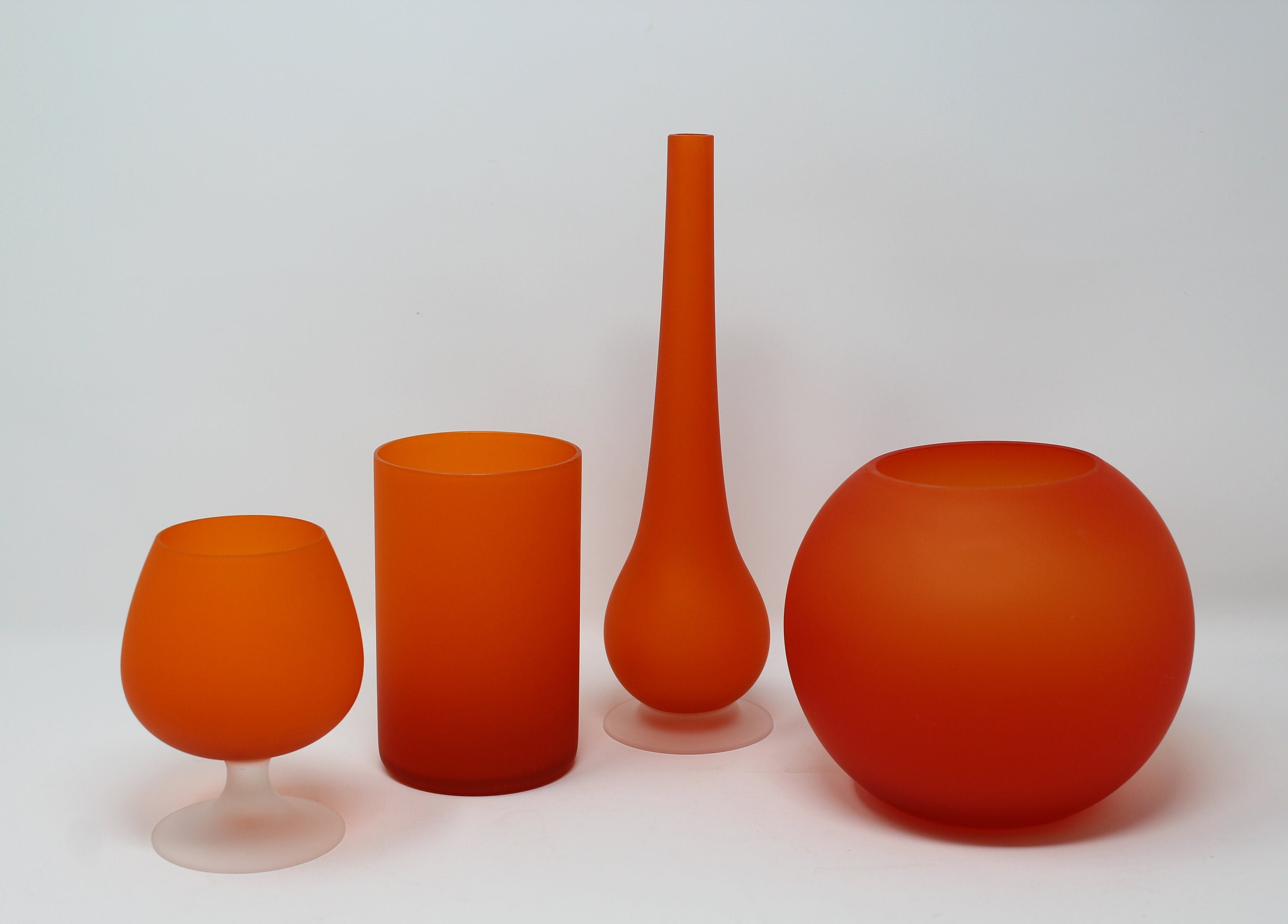 Carlo Moretti Satinato Orange Murano Glass, 4 Piece Set - Etsy