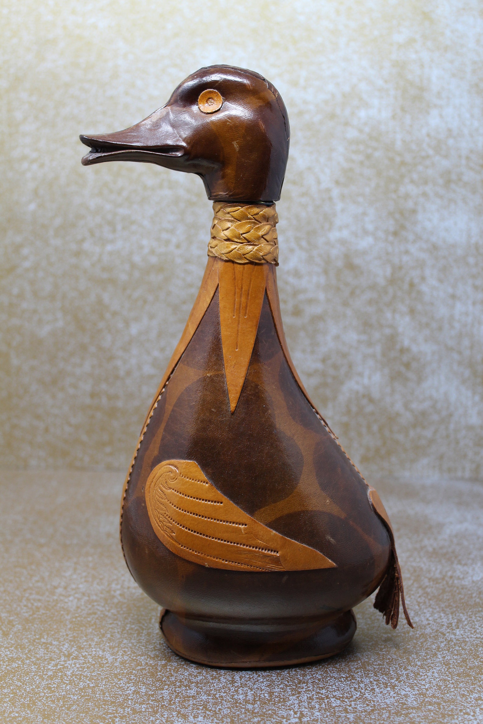 Mid Century Vittorio Leather Covered Mallard Duck Decanter Etsy