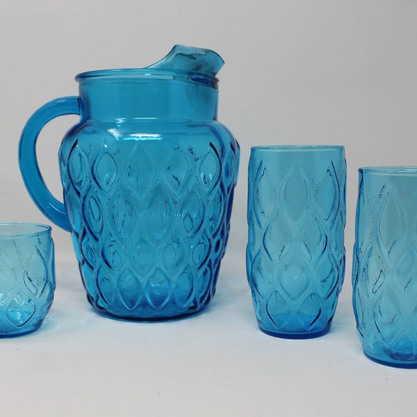 Choice of Pitcher and Sets of Anchor Hocking Madrid in Laser Blue: 78 oz. Pitcher, 16 oz, 12 oz, or 10 oz Glasses