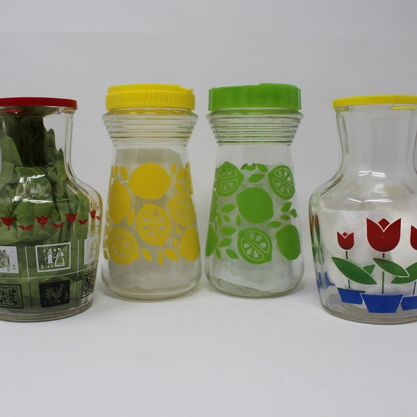 Assorted Juice Carafes/Decanters with Lids, Sold Separately.