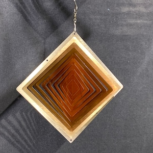 Square Wind Spinner: Silver & Gold Stainless Steel Garden Decor (6&quot;/15cm)