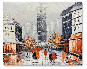Handmade London Wall Art | Original Oil Painting on Canvas 8x10 inch | Cityscape Artwork, Big Ben Painting | Modern Impressionist London Art