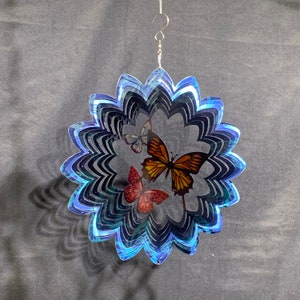 Butterfly WINDSPINNER Multicolor 3D Effect. Home and Garden Decoration. Stainless Steel, Weather Proof. Beautiful Garden Decor. 6"/15cm