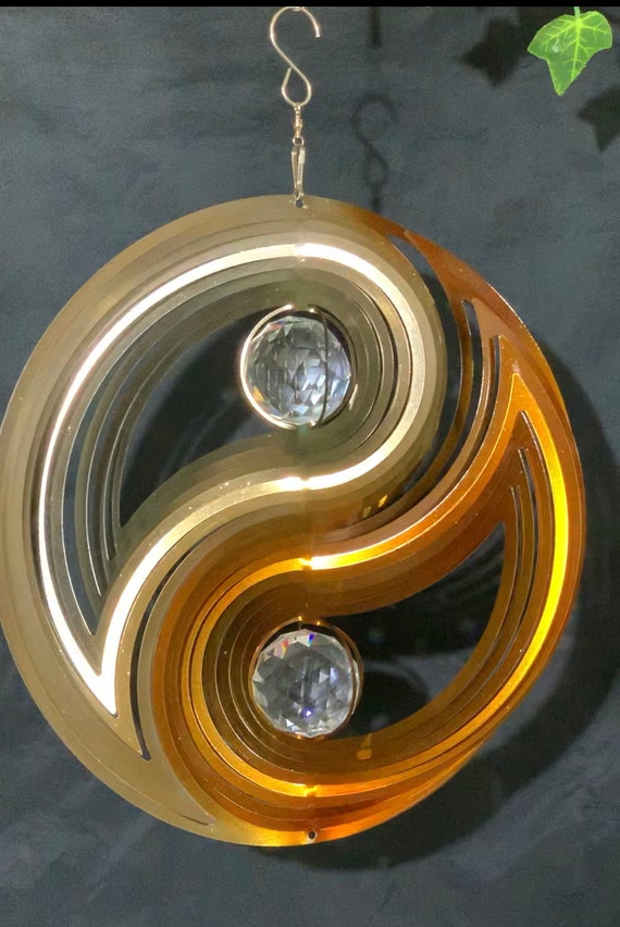 Yin And Yang Wind Spinner 12 With 2 Crystal Balls Etsy