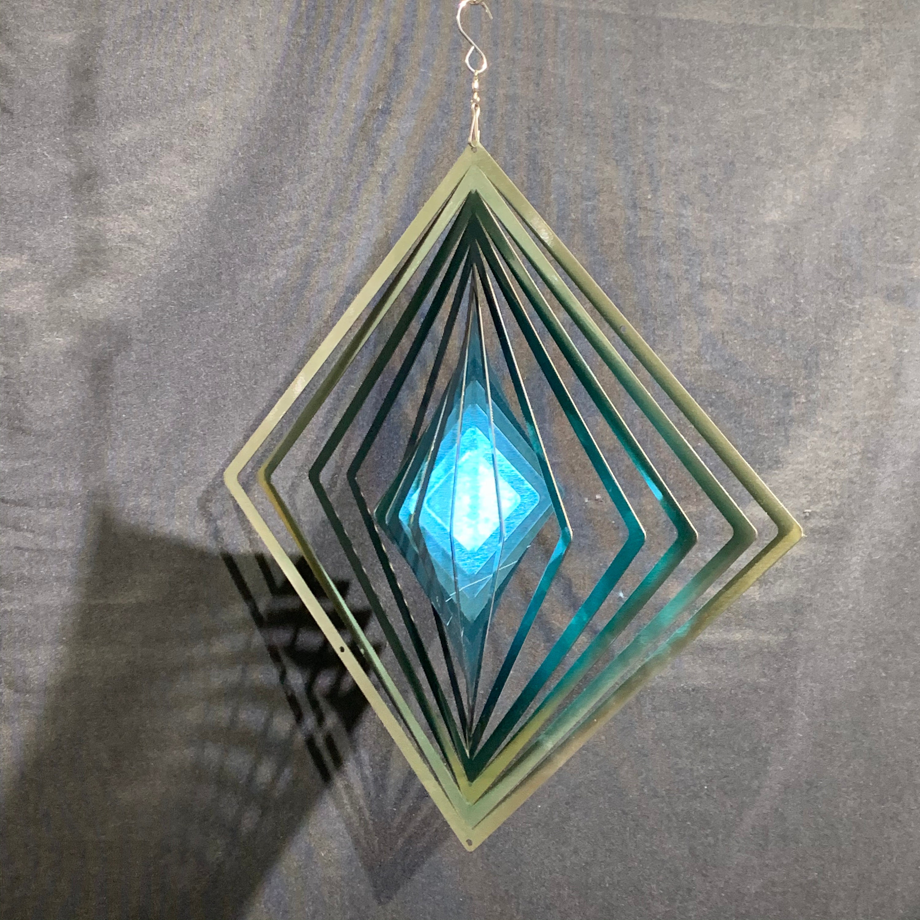 SQUARE Wind Spinner Blue&silver Color. Home and Garden Decoration