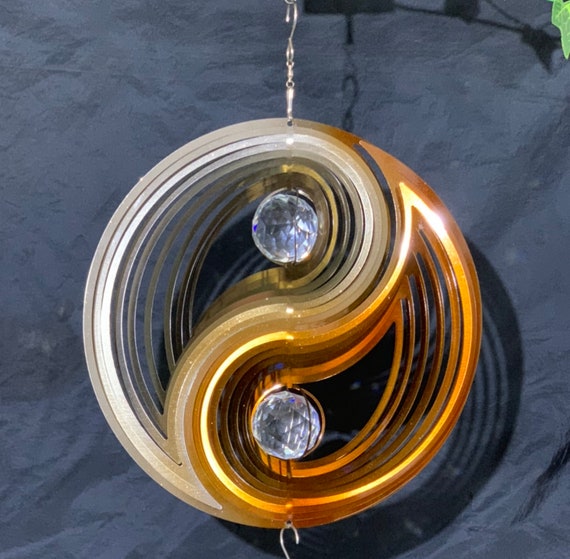 Yin And Yang Wind Spinner 12 With 2 Crystal Balls Etsy