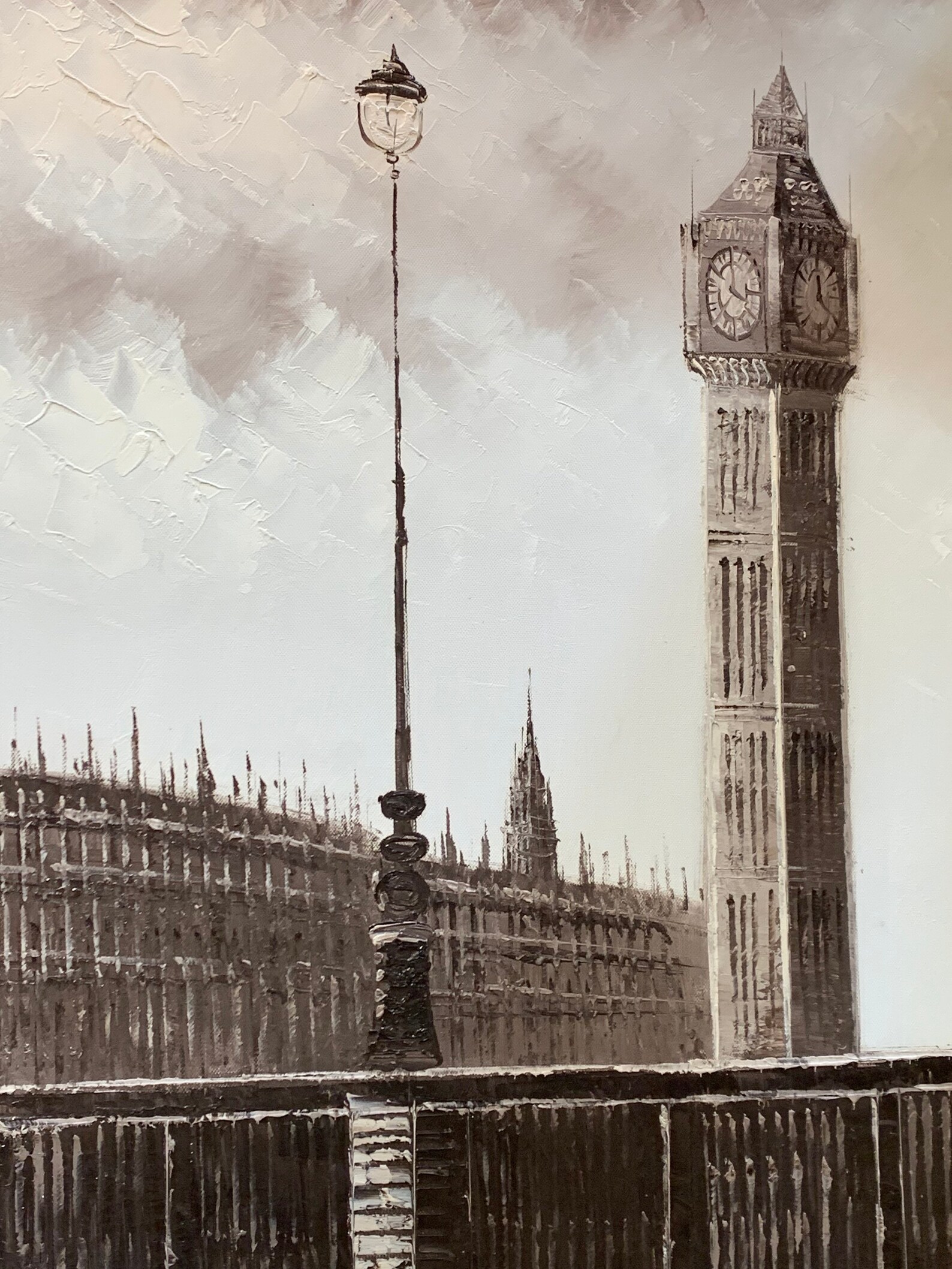 Houses of Parliament Oil Painting on Canvas. Sephia. London. Etsy