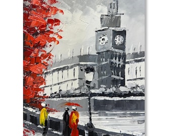 Big Ben London Wall Art | Original Oil Painting on Canvas 8x10 inch | Cityscape Artwork | Handmade London Painting | Modern Impressionism