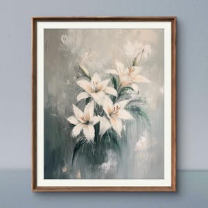 White Lily Floral Painting: Elegant Botanical Art (Digital Download)