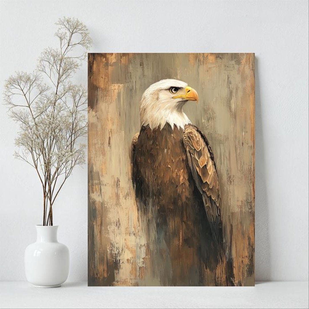 Majestic Eagle Portrait Art, Bald Eagle Wall Decor, Wildlife Oil ...