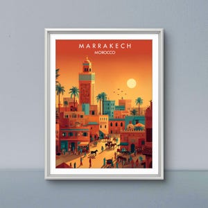 Marrakech Travel Poster: Moroccan City Sunset Art Print (Digital Download)