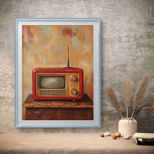 Impresión de radio roja retro: nostalgia moderna de mediados de siglo (descarga digital)