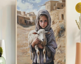 羊飼いの少女 - ウィリアム・ブグローの手描きの油絵の複製、風景画の