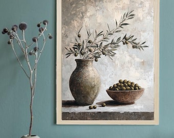 Rustic Olive Tree Art: Vintage Mediterranean Kitchen Print (Digital Download)