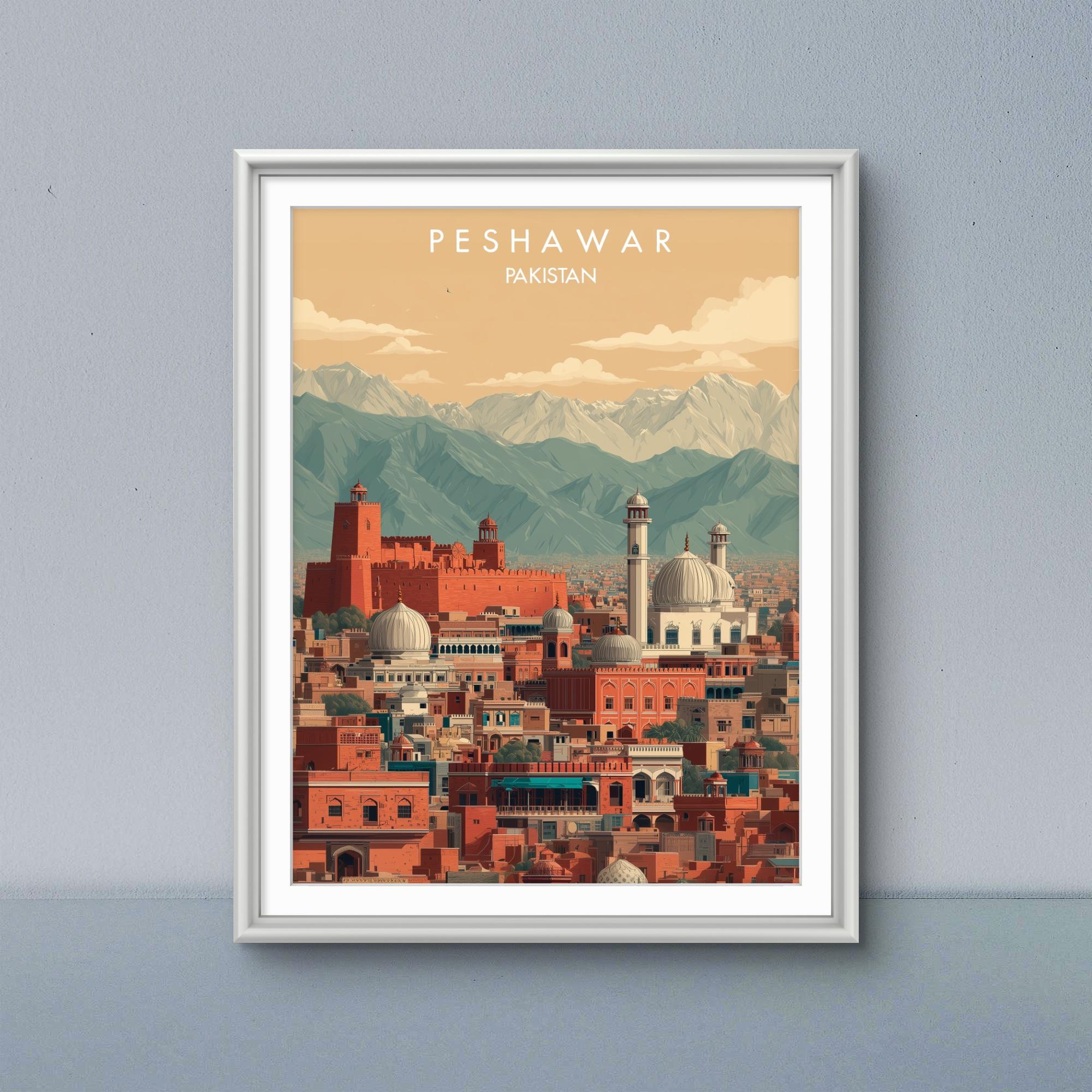 Peshawar Pakistan City Print: Bala Hisar Fort Vintage Travel Poster ...