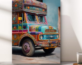 Pakistaanse vrachtwagenkunstprint: levendig desi-decor (digitale download) Pakistaanse kunststijl, Turck-muurkunstafdruk