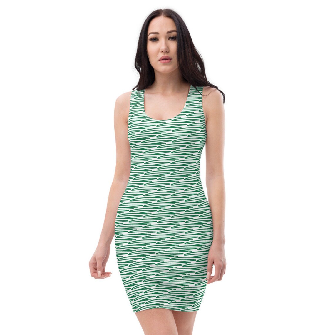Female Dresses Party Dresses green white green pattern Etsy