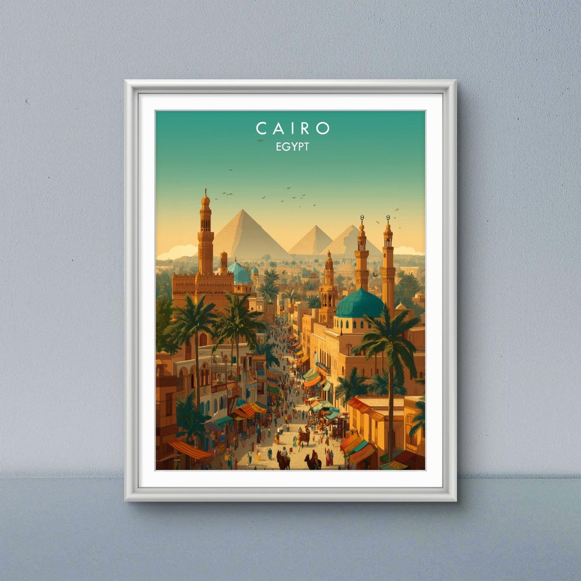 Cairo Egypt Travel Poster: Pyramids, Mosques, Bazaar (digital Download ...