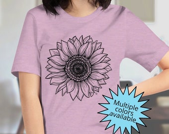 Sunflower Top, Floral Tee Shirt, Flower Shirt, Garden Shirt, Womens Fall Shirt, Sunflower Tshirt, Sunflower Shirts. Sunshine Tee