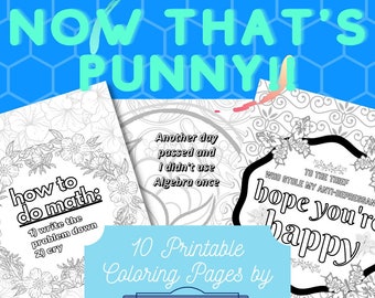 Printable &quot;Now that&#39;s punny- volume 1&quot; coloring pages; Funny coloring pages, Pun coloring pages, Joke adult coloring pages, printable pdf