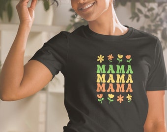 Retro Mama Flower Short-Sleeve Unisex T-Shirt,Mothers Day Shirt,Best Mom Ever tee,Cute Mama shirt,Mum top,Motherhood Shirt