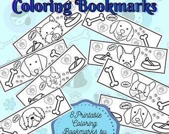 8 Printable Coloring Bookmarks with Dogs Puppies,I Love Dogs,School Activity,Kids Color Project,Great Gift Idea for Dog Lovers,Instant Print
