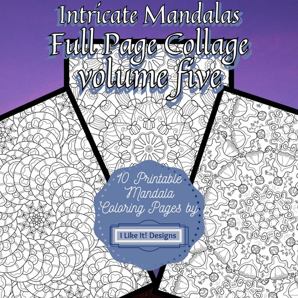 10 Printable Full Page Mandala Coloring Pages vol 5, adult coloring mandala sheets, printable mandalas pdf, coloring pages for adults/kids