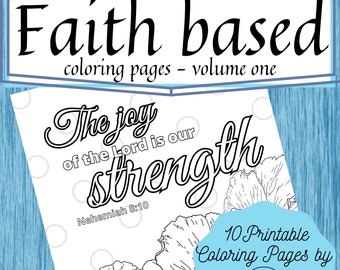 10 printable Faith Based coloring pages, Adult Coloring Pages printable pdf, Instant Download pdf, Bible coloring pages, scripture coloring