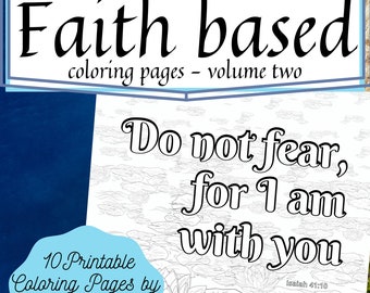 10 printable Faith Based coloring pages; Bible Scripture coloring sheets, Printable PDF devotional pages, scripture coloring book