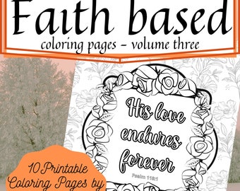 10 printable Faith Based coloring pages vol 3, Printable pdf, Instant Download pdf, Bible coloring pages, scripture coloring